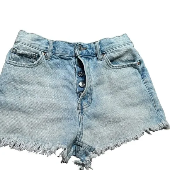 Pac Sun Vintage High Rise Light Wash Distressed Jean Shorts Women’s 25x2 - Picture 3 of 9
